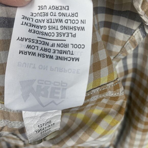 REI Co-op Shirt Mens Small Brown Yellow Plaid Button Down Stretch Hiking Travel - Picture 8 of 16
